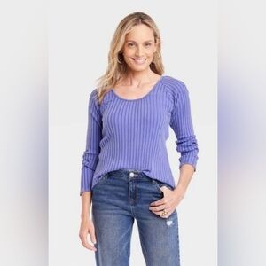 NWT Knox Rose Ribbed Purple Long Sleeve top Large